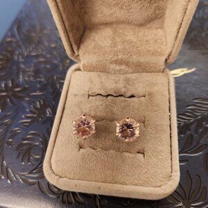 *JTV Sold out* 1ct each Peachy Morganite Halo Simulate Earrings